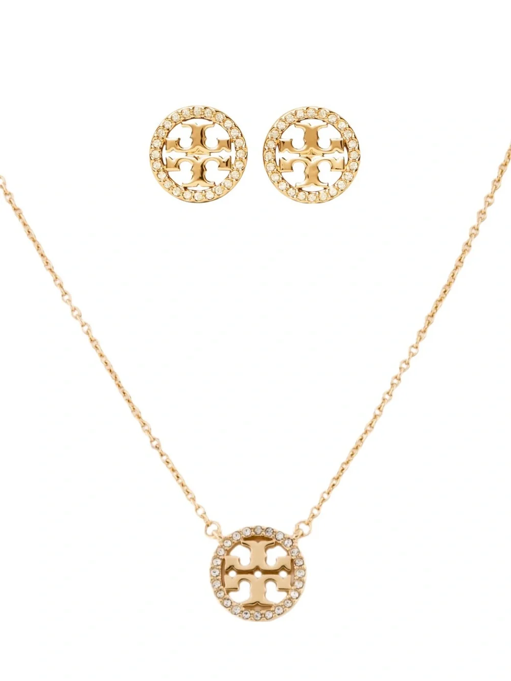 TORY BURCH *NWT* Miller Pave Pendant Necklace and Stud Earring Set in Gift Box